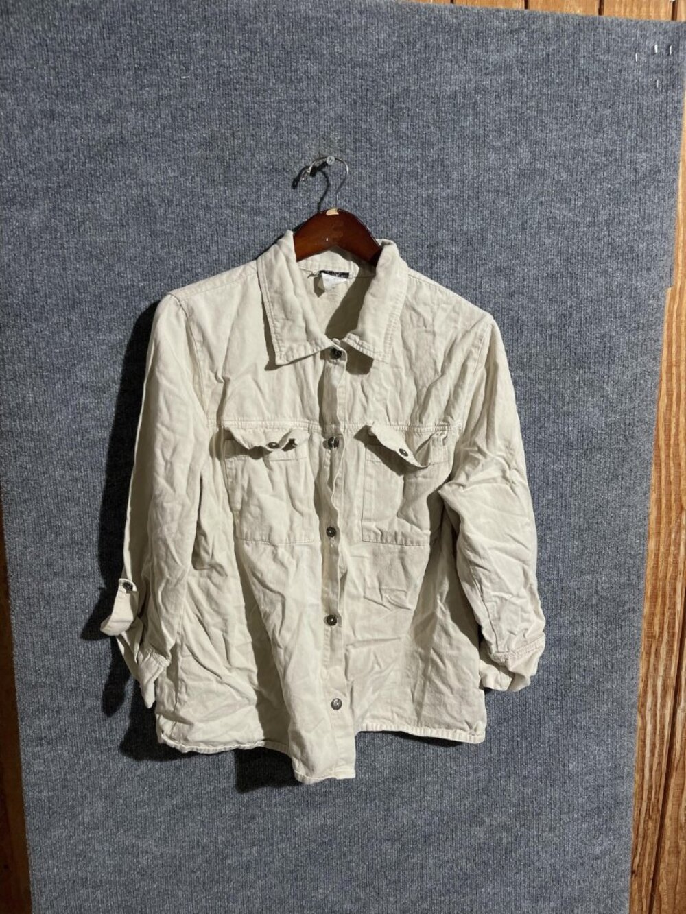Lew Magram Collection Jacket Mens Medium Beige Cotton Button Front Shacket